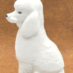 Lomonosov Porcelain White Poodle  Puppy Dog Figurine  6" USSR Russia